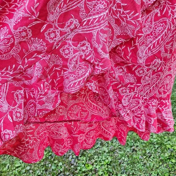 Universal Thread Womens Coral Paisley Ruffle Wrap Skirt XXL Cotton/Rayon Blend - Picture 9 of 16